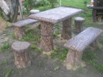 Meble ogrodowe betonowe komplet - imitacja drzewa
