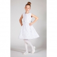 Wizytowa biała sukienka dla dziewczynki z haftem