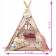 Namiot Tipi z poduszkami dla dziewczynki różowy Haft