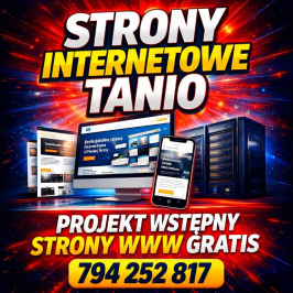 Strony WWW TANIO + projekt wstępny za darmo + BONUS