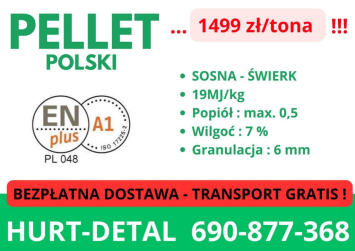 PELLET POLSKI - POLSKI PRODUCENT 1499zl paleta - transport gratis !