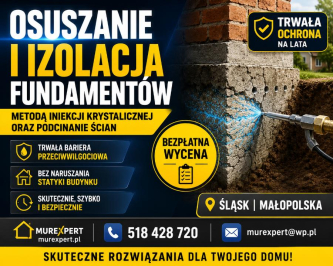 Osuszanie i izolowanie fundamentów - iniekcja krystaliczna